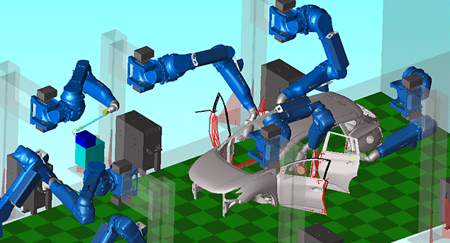 Example layout using a robot to open and close doors