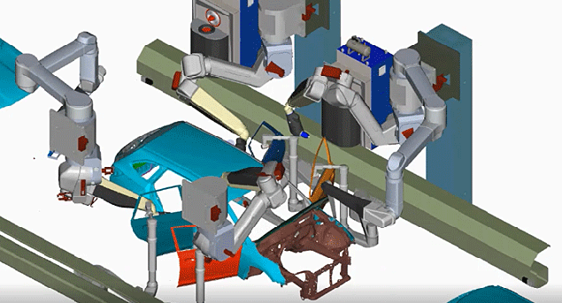 Example high-density layout by employing a seven-axis robot