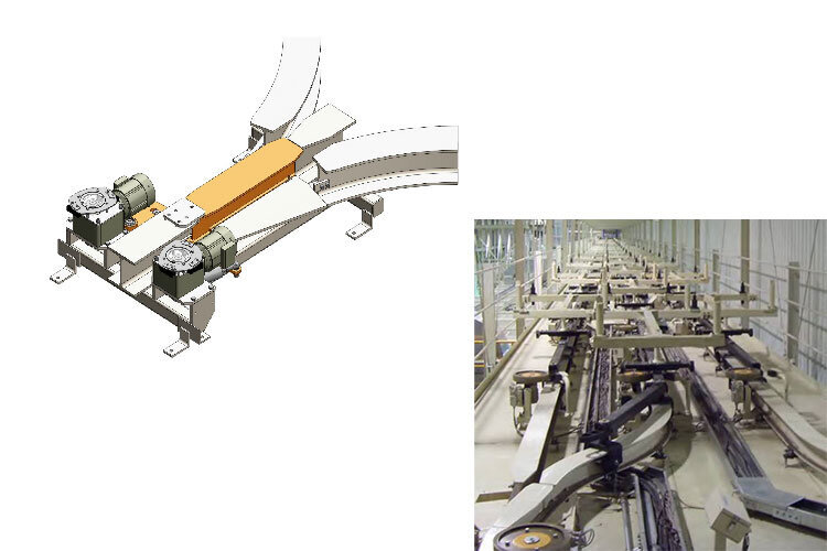 3方向分岐レールのイメージ図と画像