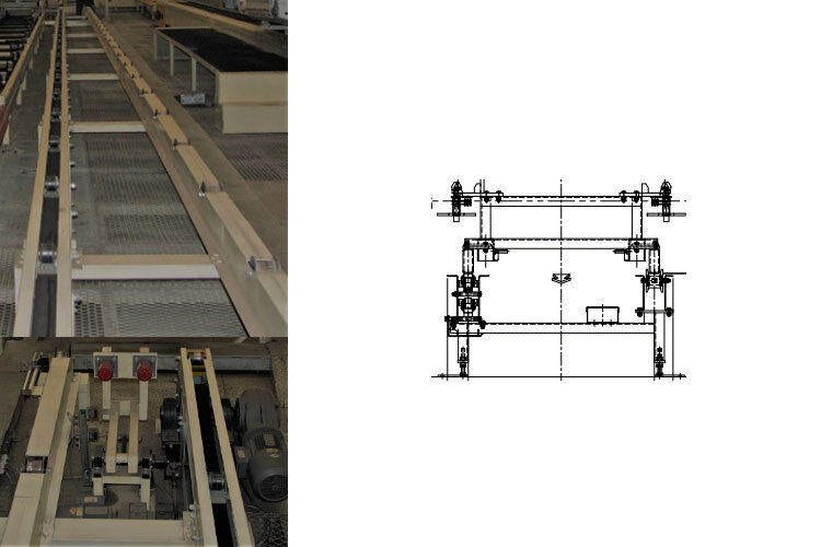 工程間（ローラフライト式コンベヤ）の画像とイメージ図